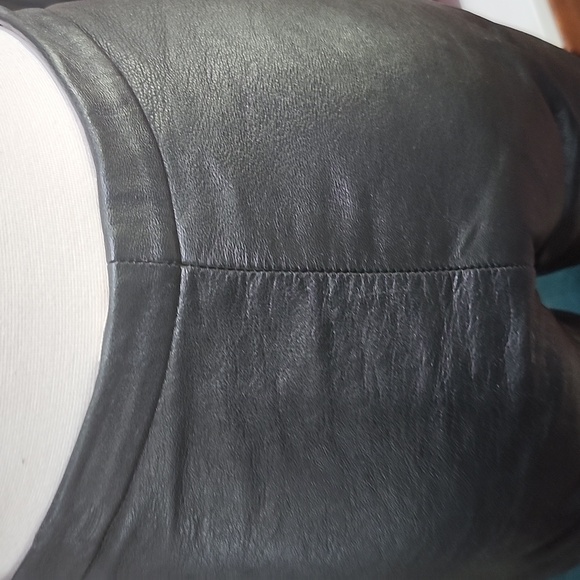 Cache Black Lamb Leather Pants Ankle Straight Leg Sz.0 Waist 25" Inseam 27" VTG. - Picture 7 of 13